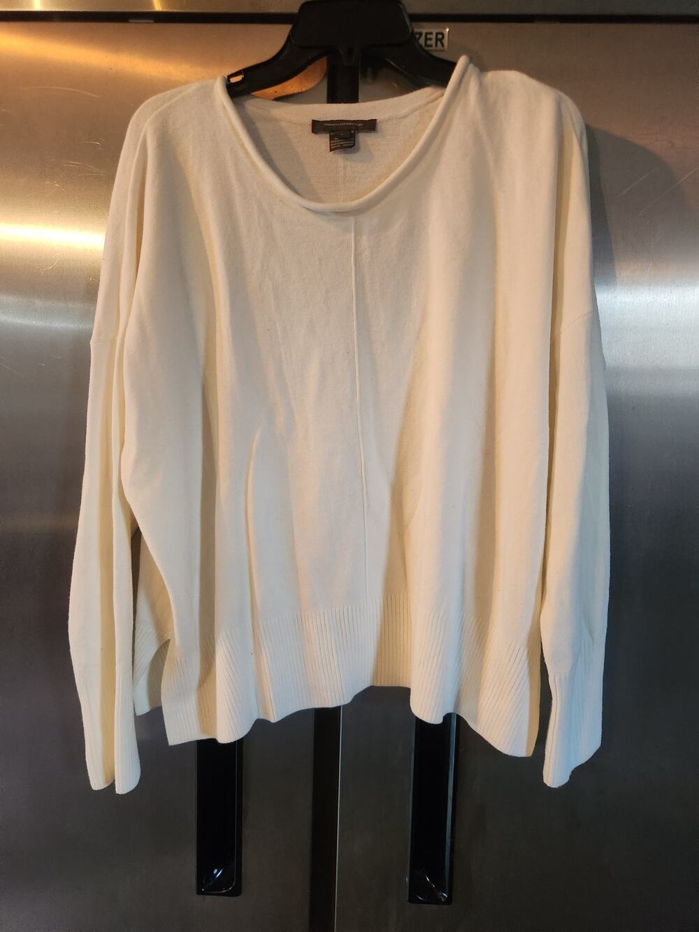 French Connection Ribbed Knit Sweater Cream Size L